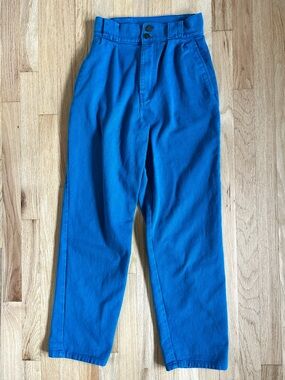 LUCY & YAK addison high rise cotton pants tapered bright blue size 26